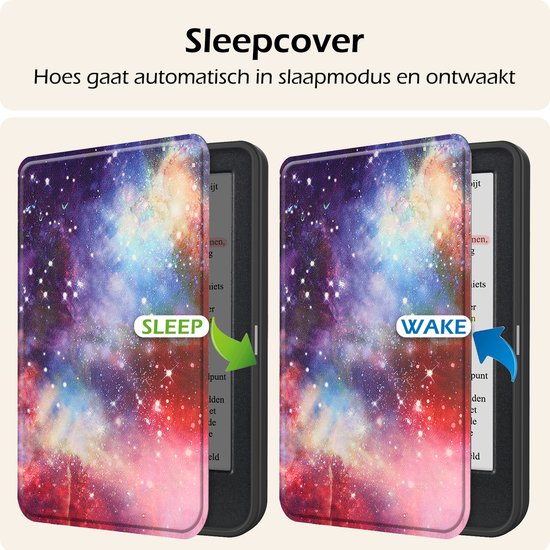 Hoesje Geschikt voor Kobo Clara Colour Hoes Book Case - Hoes Geschikt voor Kobo Clara Colour Hoesje Book Cover Met Screenprotector - Galaxy van Hoesje  — afbeelding 5