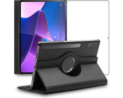 ebestStar - Hoes geschikt voor Lenovo Tab P12 Pro, Roterende Etui, Case, 360° Draaibaar hoesje, Zwart + Gehard Glas