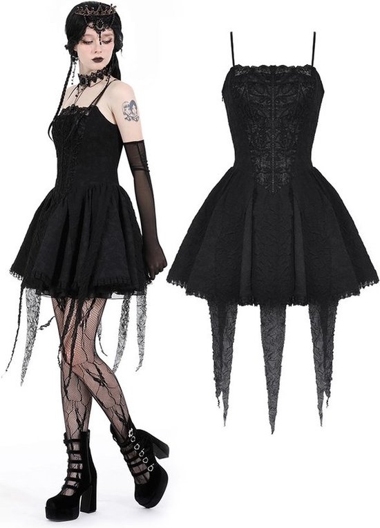 Dark in Love - Gothic twine tied the chest Korte jurk - Zwart