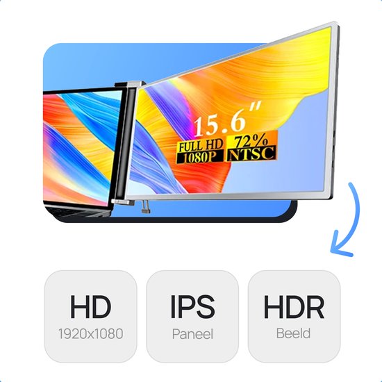 K&G Portable Monitor Pro 2024 - Full HD - 15” / 18,1” Tri-Screen - Laptop Scherm Uitbreider - Inclusief Beschermhoes en Kabels - Grijs - K&G Goods