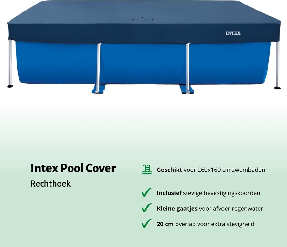 Intex Rechthoekig Frame Zwembad - 260 x 160 x 65 cm - Blauw - Inclusief Zwembadfilterpomp - Afdekzeil - Grondzeil — afbeelding 4