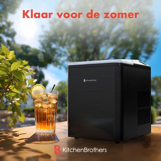KitchenBrothers IJsblokjesmachine - 1L - Easy Clean + Zelfreinigingsfunctie - IJsblokjesmaker - 12kg/24 uur - Gunmetal RVS van KitchenBrothers — afbeelding 5