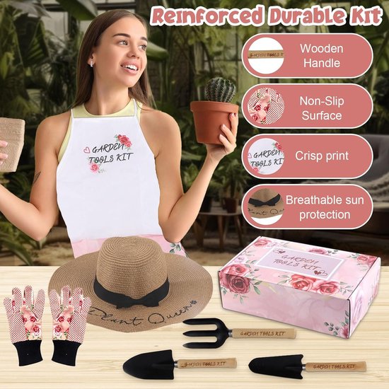 Tuingereedschapsset, tuingereedschap, tuinschort, tuinschep, gereedschapsset, tuincadeaus voor vrouwen voor tuinliefhebbers, cadeau vrouwen verjaardag, tuinaccessoires voor buiten van Merkloos	 — afbeelding 3