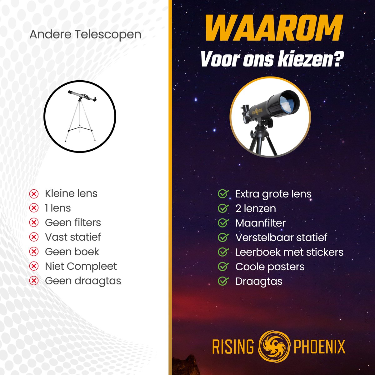 RP® Telescoop 90x Zoom Set - Sterrenkijker Kinderen / Beginners - Verstelbaar Statief - Maanfilter, Planisfeer, Stickerboek — afbeelding 8
