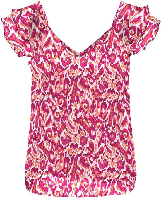 Only Top Onlasra Life Capsleeve V-neck Top E 15337830 Fuchsia Purple/boho Bloom Dames Maat - M