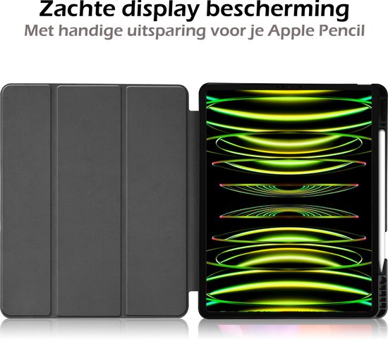 Étui adapté pour iPad Pro 7e génération (11,1 pouces) Étui pour tablette à trois volets avec découpe adapté pour Apple Pencil avec protecteur d'écran - Étui adapté pour iPad Pro 2024 7e génération (11,1 pouces) Étui Bookcase à Hardcover - Zwart
