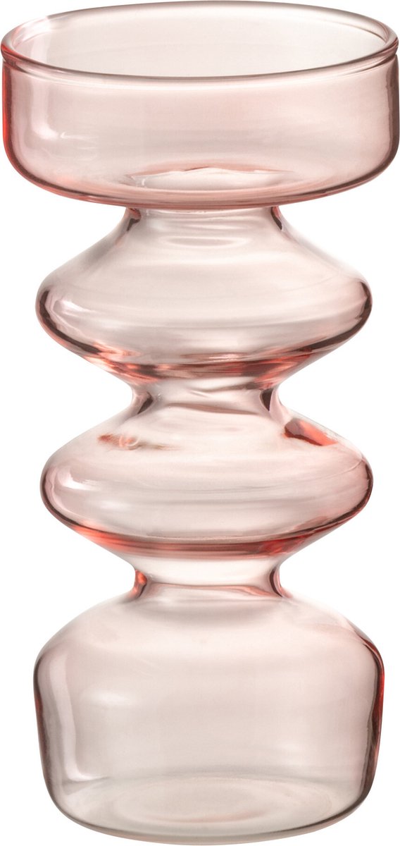 J-Line vaas Luna - glas - roze - small - 14 cm hoog
