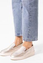 Sacha - Dames - Zilveren leren loafers met plateau zool - Maat 38