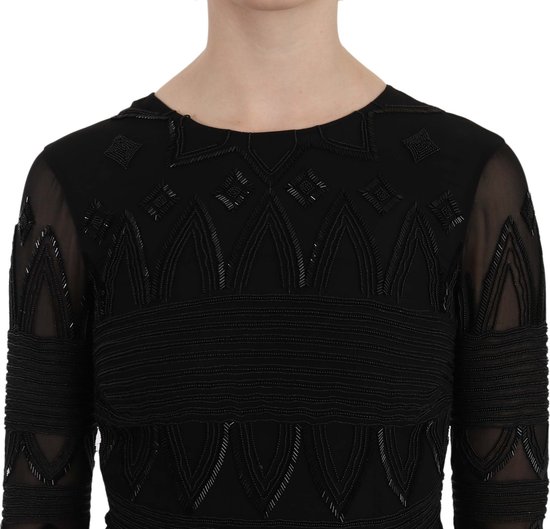 Mini-jurk met pailletten van zwarte zijde