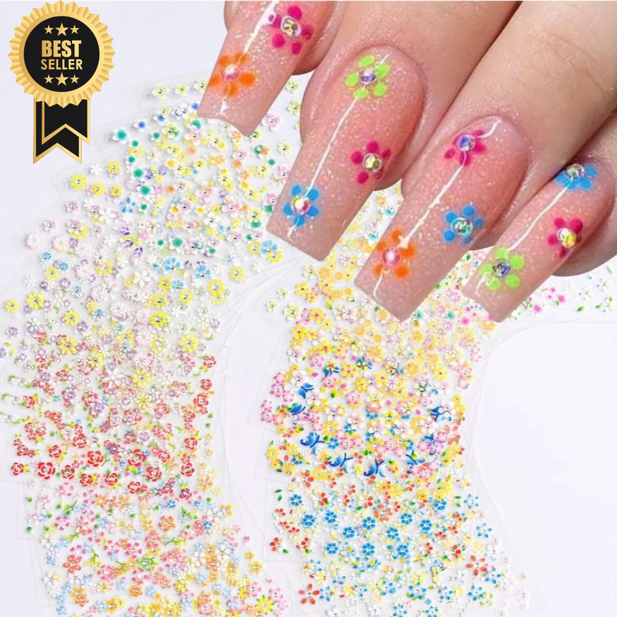 Goedkoopste GUAPÀ® Nagelstickers | Bloemen stickers | 24 vellen Diverse Nagel Stickers | Nail Art | Nagel stickers | nagelversiering | zelfklevende nagelstickers | 500pcs 3D Bloemen Diverse kleuren