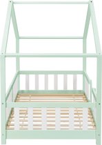 In And OutdoorMatch Kinderbed Kristoffer - Met valbeveiliging - 90x200 cm - Mint en Wit - Voor meisjes - Voor jongens - Voor kinderen