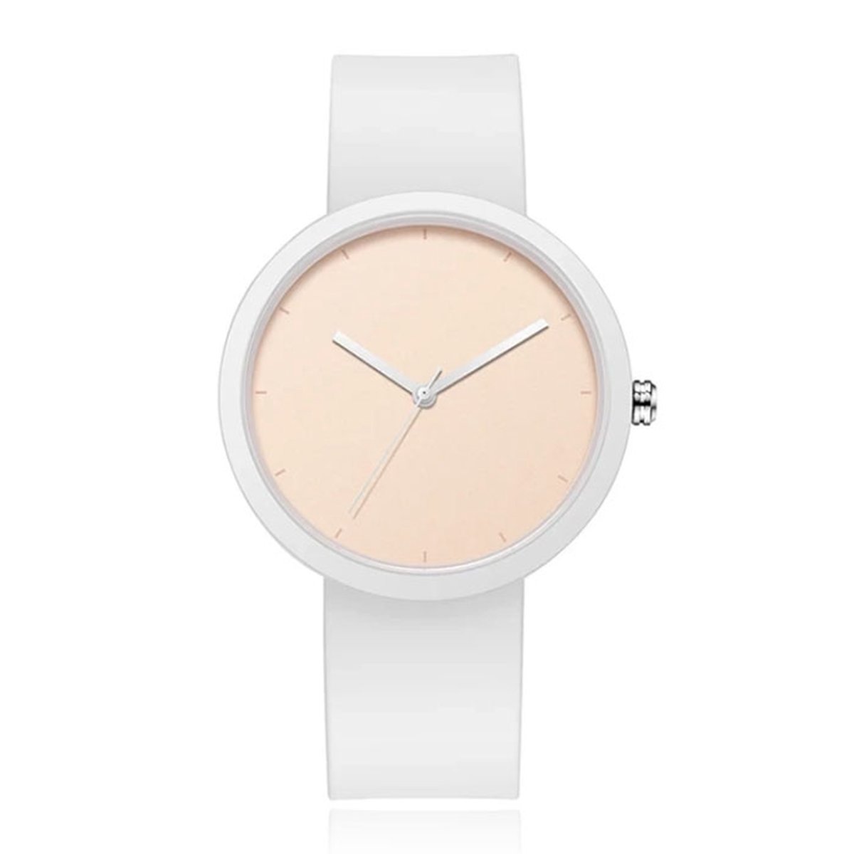 LGT JWLS Dameshorloge met Witte Rubberen Band - Witte Horlogekast met PVD Coating, Minimalistisch Design
