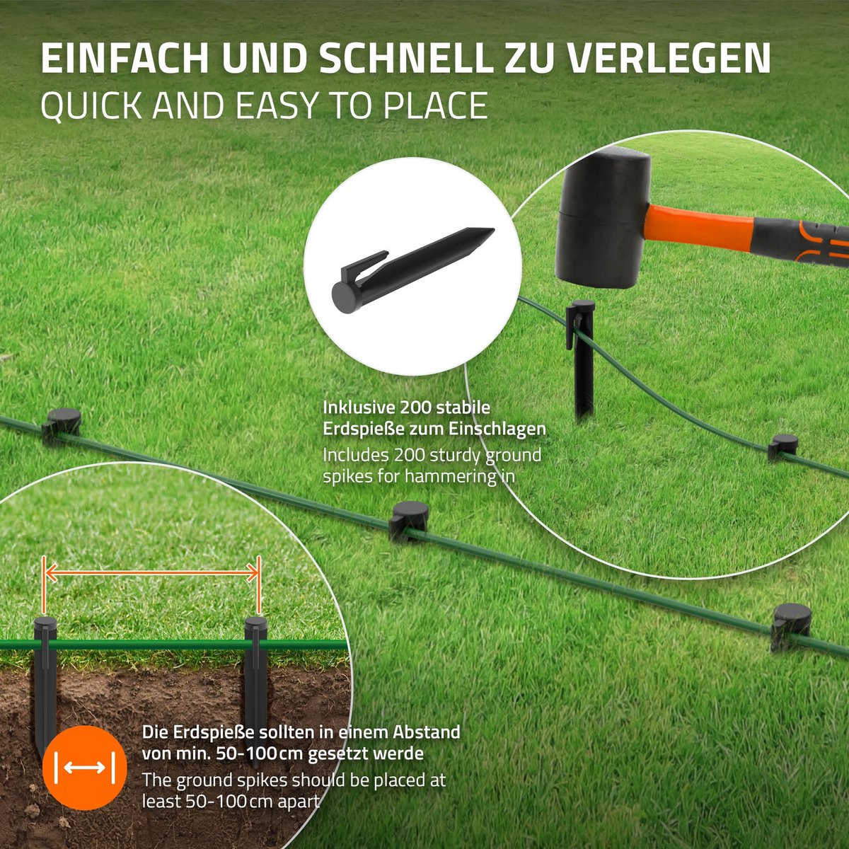 Afbeelding 3 van Universele 50m grensdraad voor robotmaaier + 200 haringen