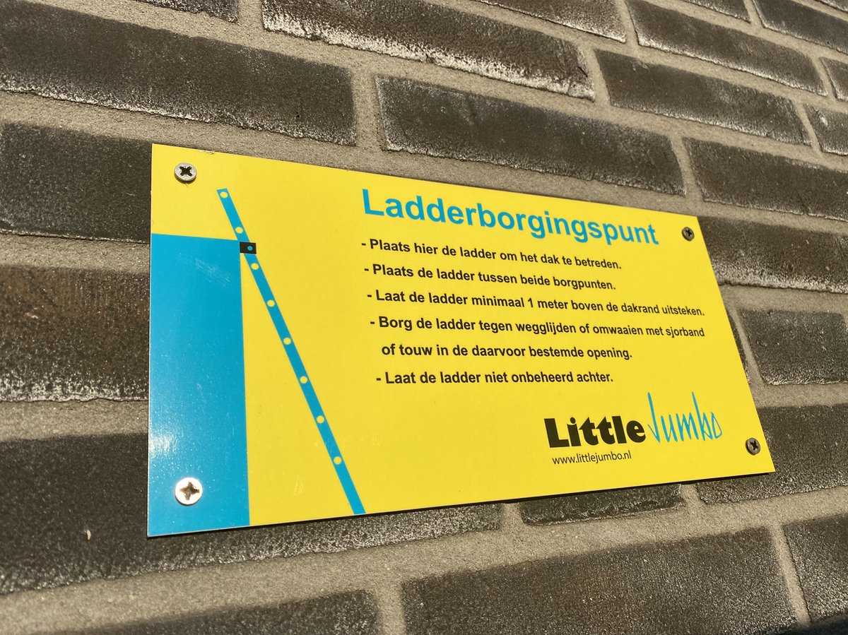 Aanduidingsbord tbv ladderborgingspunt - markering punt tbv ladderborging - ladder opstelplaats markering