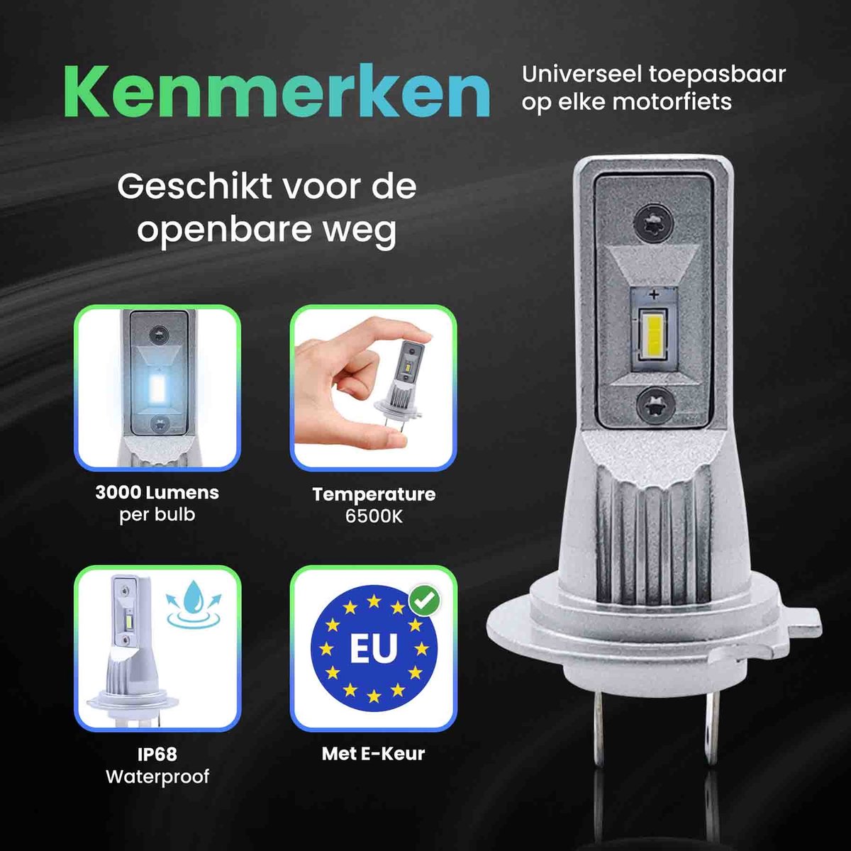 XEOD H7 Perfect Fit LED lampen met E-Keur – Auto Verlichting Lamp – Dimlicht, Grootlicht of Mistlicht - 2 stuks – 12V – foto 4