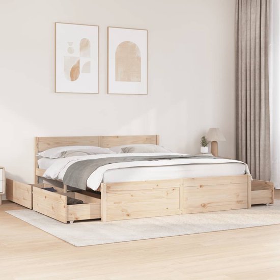 vidaXL-Bedframe-met-lades-massief-grenenhout-200x200-cm