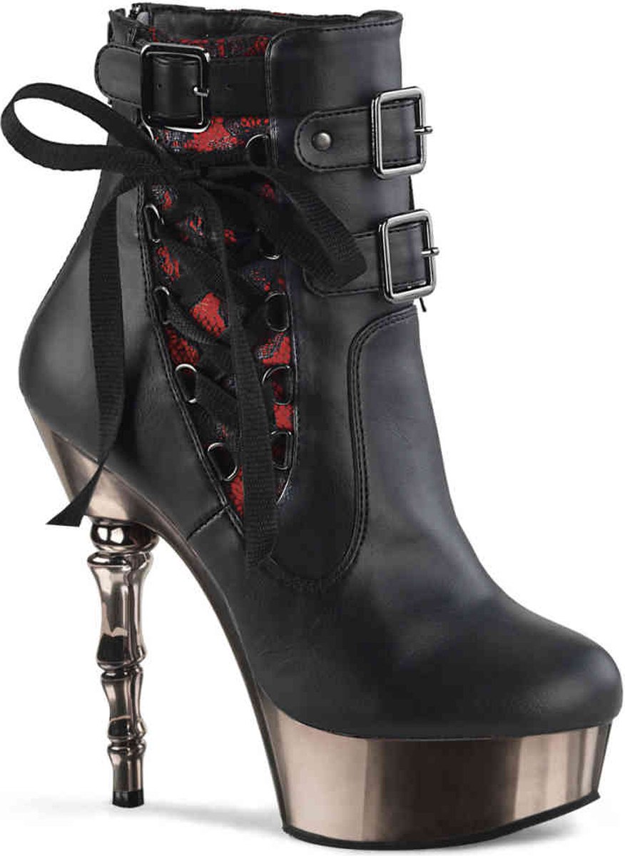DemoniaCult - MUERTO-1030 Plateau Laarzen - US 5 - 35 Shoes - Zwart/Rood