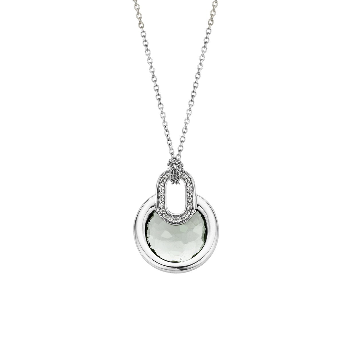 TI SENTO Dames Ketting - 925 zilver - Groen - Maat 42 - 3887GG