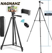 Nagnahz Tripod voor Telefoon - 150cm Video-opname Telefoonstatief - Met Bluetooth Afstandsbediening - Universele Camera Telefoon Fotografie Stand - NA-3150-S