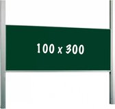 Krijtbord PRO Bradley - In hoogte verstelbaar - Enkelzijdig bord - Schoolbord - Eenvoudige montage - Emaille staal - Groen - 100x300cm