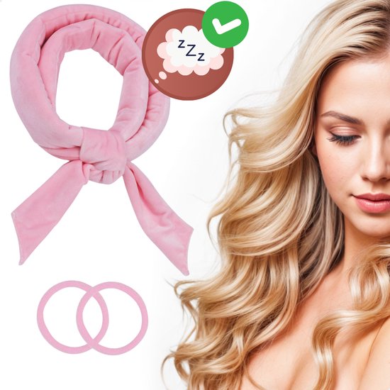 RENALUX - Heatless Curls - Heatless Curling - Haarkruller Automatisch - Haar Kruller - Haar Krullers zonder Hitte - Haarrollers - Krulspelden - Krullen zonder Hitte - Krullen Maken - Heatless Curling Ribbon - Curly Girl - Roze