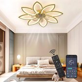 Lampe ventilateur à 8 Bloem - Ventilateur de plafonnier moderne - 6 modes - Or - Dimmable - Ventilateur de plafond