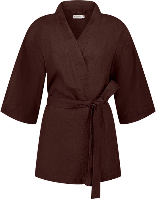 Yumeko kimono jasje gewassen linnen rosewood s