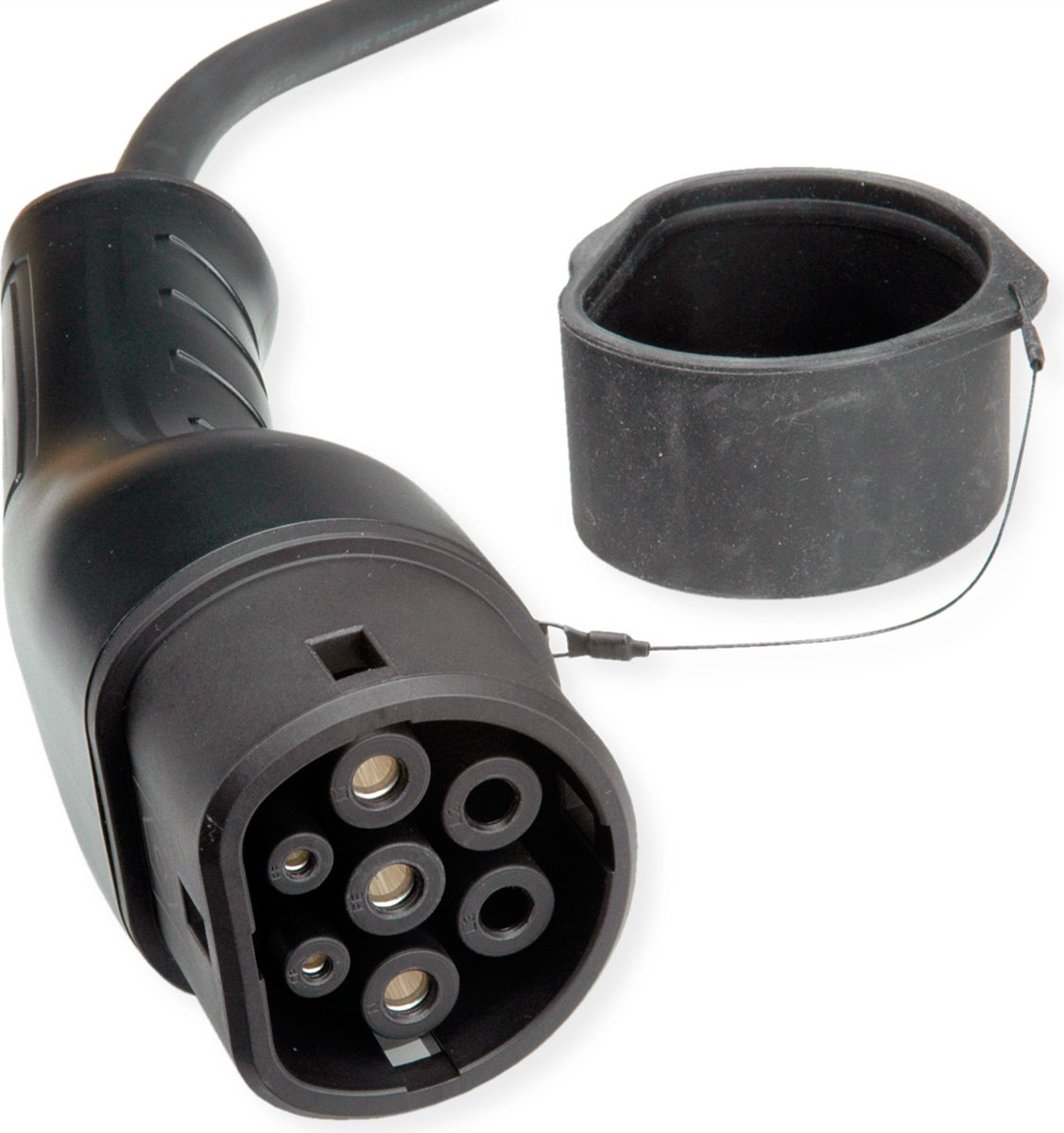 ROLINE Auto oplaadkabel Type2, 3-fase, 480VAC (3P+N+E), 32 A, 22 kW, Spiraalkabel (bruikbaar 5m)
