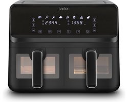 Lauben Airfryer xxl - Dubbele Airfryer - Airfryer - Heteluchtfriteuse - Duaal Koken - 8 L - 2700W - Zwart