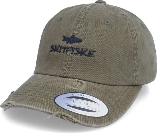 Hatstore- Skitfiske Ripped Olive Dad Cap - Skillfish Cap