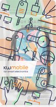 kwmobile hoesje voor smartphones XL - 6,7/6,8" - hoes van Neopreen - Tropische jungle design - poederroze / geel / groen - binnenmaat 17,2 x 8,4 cm