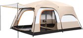 Lopoleis® Kampeertent – Familietent – Pop up tent 5+ personen– Koepeltent – Tunneltent – Waterdicht Oxford doek – Beige – 430x305x200cm