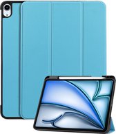 Hoes Geschikt voor iPad Air 2024 (11 inch) Hoes Book Case Hoesje Trifold Cover Met Uitsparing Geschikt voor Apple Pencil - Hoesje Geschikt voor iPad Air 6 (11 inch) Hoesje Bookcase - Lichtblauw