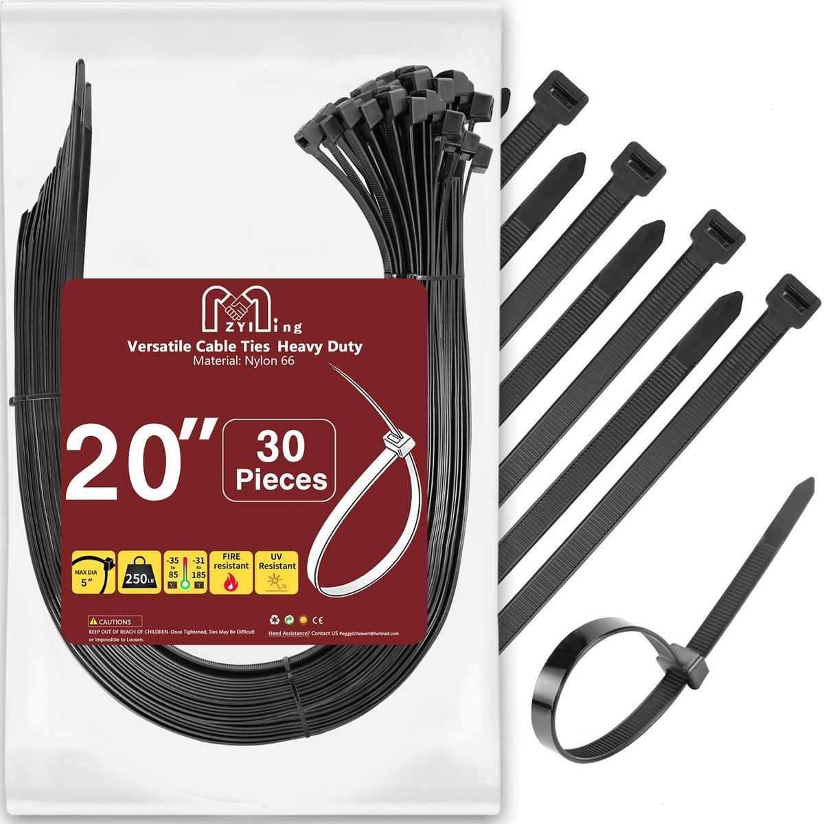 Kabelbinders 500 mm Lang Zwart UV Bestendig Breed 12,4 Cable Zip Tie Warps Heavy Duty