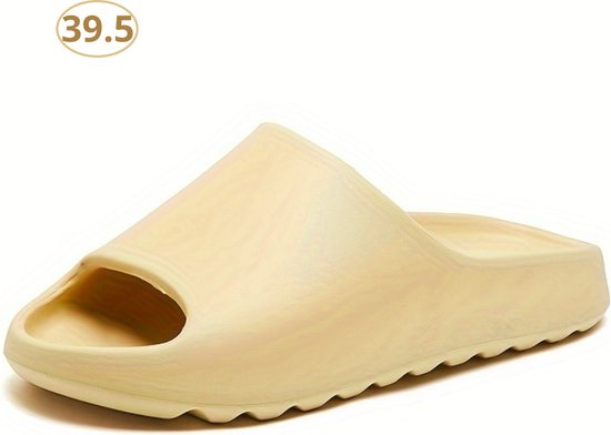 Livano Comfortabele Slippers - Badslippers - Teenslippers - Anti-Slip Slides - Flip Flops - Stevig Voetbed - Geel - Maat 39.5