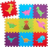 Relaxdays speelmat puzzel - dinosaurus - zonder bpa - puzzelmat kinderkamer - 9 stukken