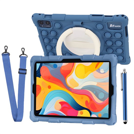 ATouch Kindertablet Tab 10 Pro - Vanaf 3 jaar - Kinder Tablet - 10 Inch - Ouderlijk Toezicht - 6000 mAh Batterij - Kids Tablet - 128GB+64SD - Octa Core - Navy