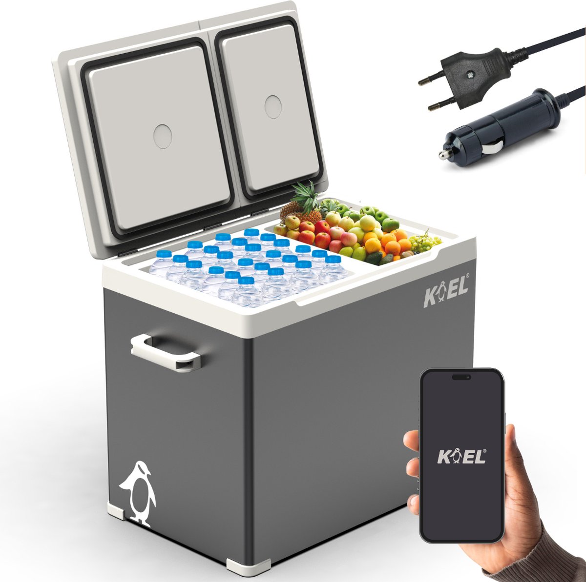 Bol.com Koel Crate Dual 38L - Compressor Koelbox Elektrisch 12V en 220V/230 Volt - Camping Koelkast voor Auto - Frigobox tot -20°C aanbieding