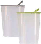 Voedselcontainer strooibus - groen en grijs - 2,2 liter - kunststof - 20 x 9.5 x 23.5 cm