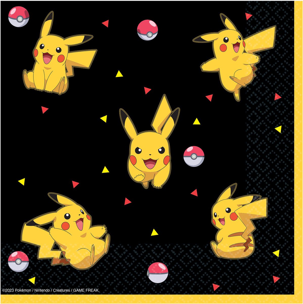 Amscan Pokemon themafeest servetten - 16x - zwart/geel - papier - 33 x 33 cm