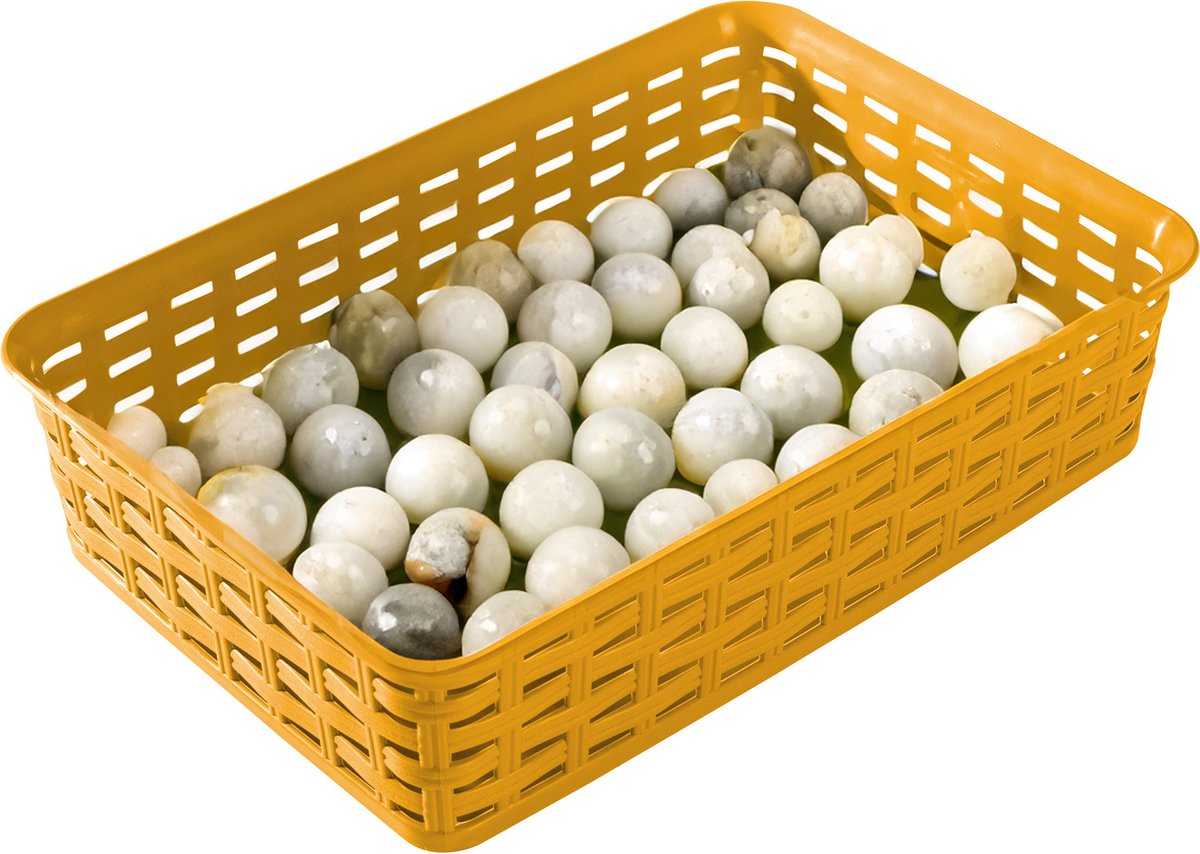 Hega Hogar Opbergmandje/ladeverdeler - okergeel - 2 liter - kunststof - 17 x 25 x 6 cm - kleine opslag bakjes - manden