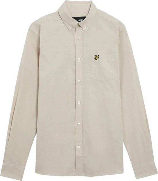 Lyle & Scott Cotton Linen Button Down Shirt - met lange mouwen - Heren Beige - Maat XS