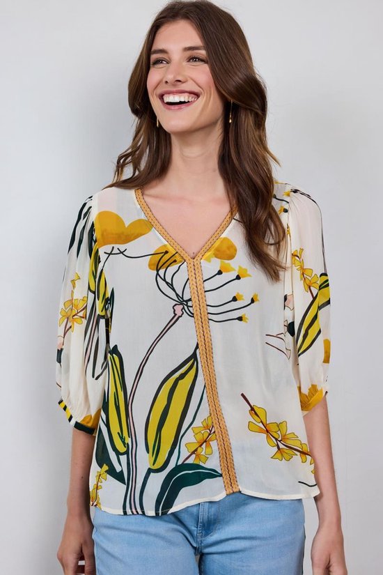 DIDI Dames Blouse Sunset in Offwhite with Sunshine print