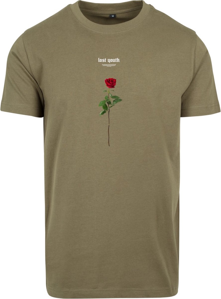 Mister Tee Lost Youth Rose Heren T-shirt XS Olijfgroen