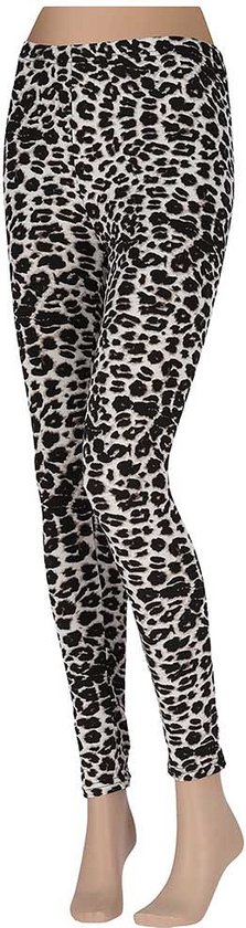 Leopard legging dames - Velvet - Multi Grijs - Maat S/M - Leggings - Legging dames volwassenen - Panter legging - Legging dames katoen