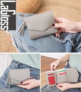 LaGloss® Vrouwelijke Luxe Grijze portemonnee - Imitatie leer - 11.5 x 9 cm - Grijs - elegant tijdloos - casual - formeel - dames - portemonnee - wallet