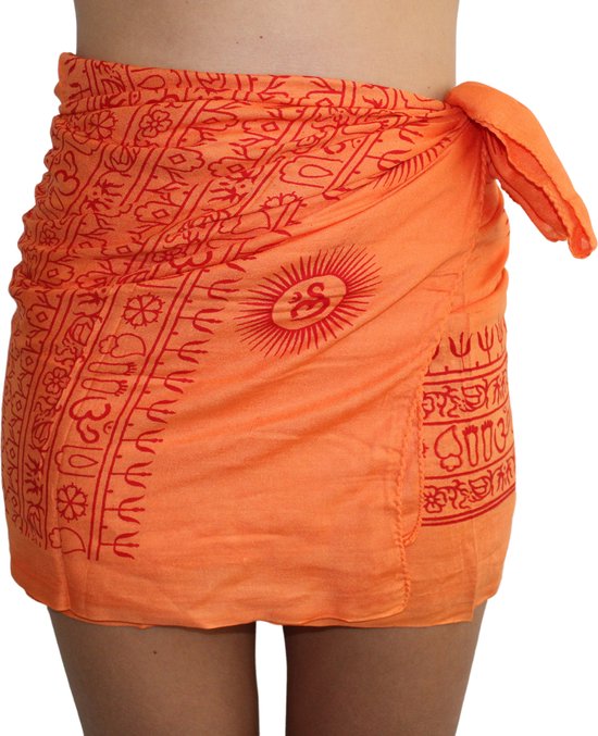 Tedz sarong - oranje - stranddoek - pareo - omslagdoek dames - 100% viscose