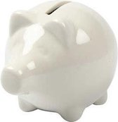 Spaarvarken, h: 8 cm, b: 8,5 cm, off-white, 10stuks