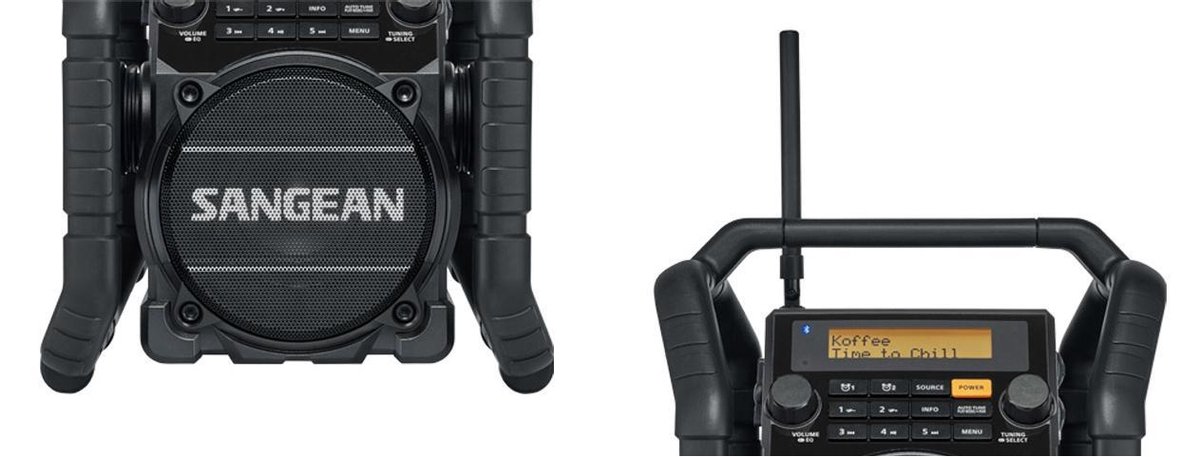 Sangean U-5 DBT Radio de chantier DAB+, FM AUX, Bluetooth étanche à l'eau,  étanche à la poussière, résistant aux coups noir C692121