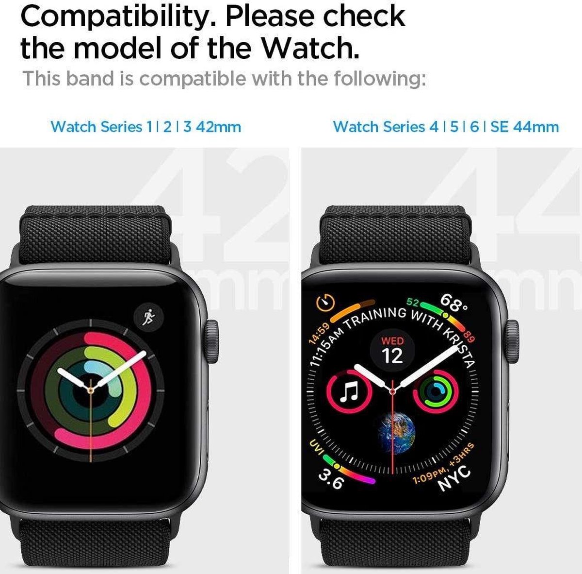Spigen Lite Fit, black - Apple Watch 7 (45mm)/6/SE/5/4 (44mm)/3/2/1 (42mm)  | bol.com